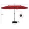 Costway 15FT Double-Sided Twin Patio Umbrella Sun Shade Outdoor Crank Market Base Beige/Coffee/Grey/Orange/Navy/Turquoise/Wine